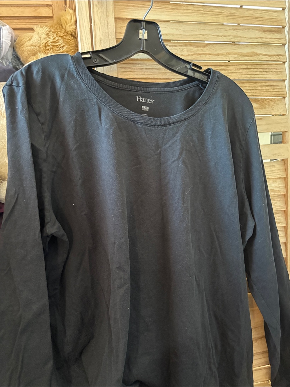 Hanes Black Long-Sleeve Crewneck Tee 2X